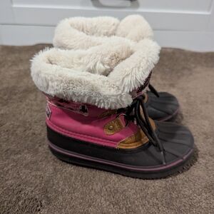 London Fog Pink and Brown Kids Boots Size 12